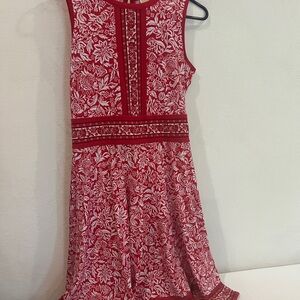 Michael Kors Red and White Sleeveless A-line Dress